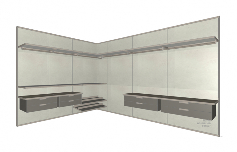 Misura Emme Гардеробная Palo Alto Wall | 830 Cemento White | 534 Vernicato Champagne Silver | Pelle H08 Asfalto. Фото 02