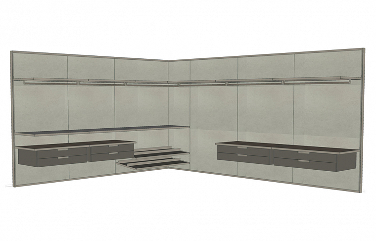 Misura Emme Гардеробная Palo Alto Wall | 830 Cemento White | 534 Vernicato Champagne Silver | Pelle H08 Asfalto. Фото 01