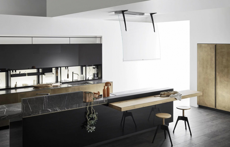 Valcucine Artematica Ottone Anticato + piano in pietra Grigio Antalya. Фото 03