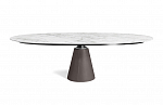 Poltrona Frau Mesa Ellipse | Bianco Carrara Semi-Lucido | Saddle Extra Polvere