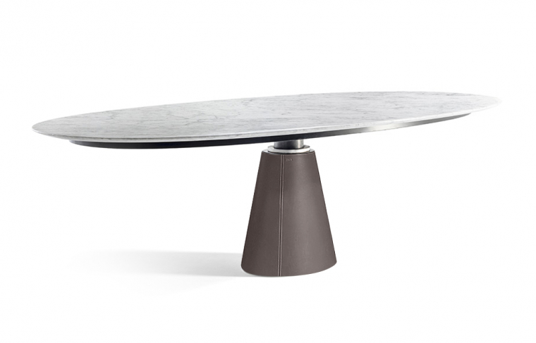 Poltrona Frau Mesa Ellipse | Bianco Carrara Lucido | Saddle Extra Polvere. Фото 02
