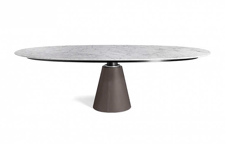 Poltrona Frau Mesa Ellipse | Bianco Carrara Lucido | Saddle Extra Polvere. Фото 01