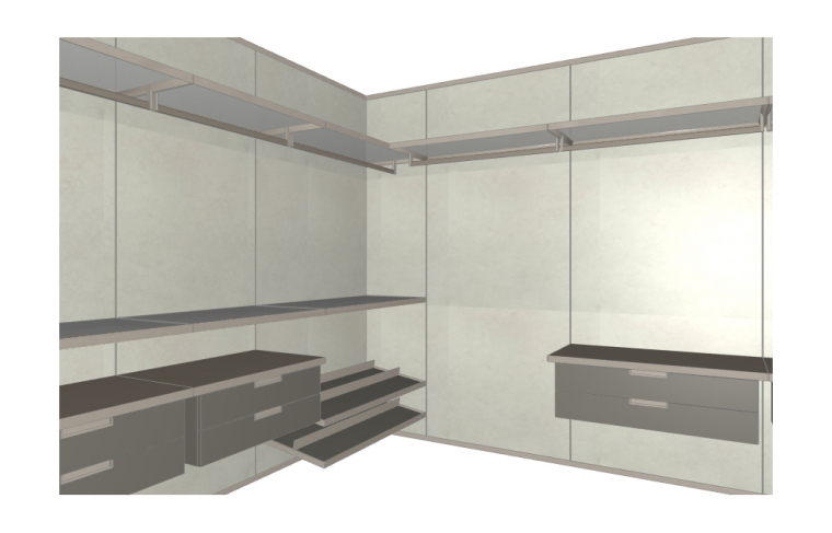 Misura Emme Гардеробная Palo Alto Wall | 830 Cemento White | 534 Vernicato Champagne Silver | Pelle H08 Asfalto. Фото 05