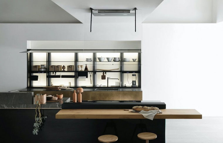 Valcucine Artematica Ottone Anticato + piano in pietra Grigio Antalya. Фото 04