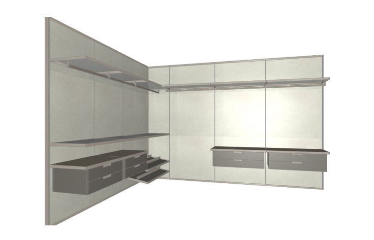 Misura Emme Гардеробная Palo Alto Wall | 830 Cemento White | 534 Vernicato Champagne Silver | Pelle H08 Asfalto. Фото 03